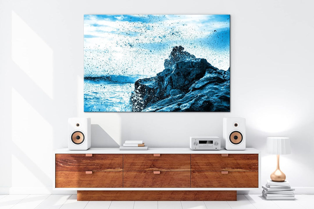 deyoli atemberaubende El Golfo Küste in Spanien Format 80x60 Effekt: Monocrome Blau als Leinwandbild