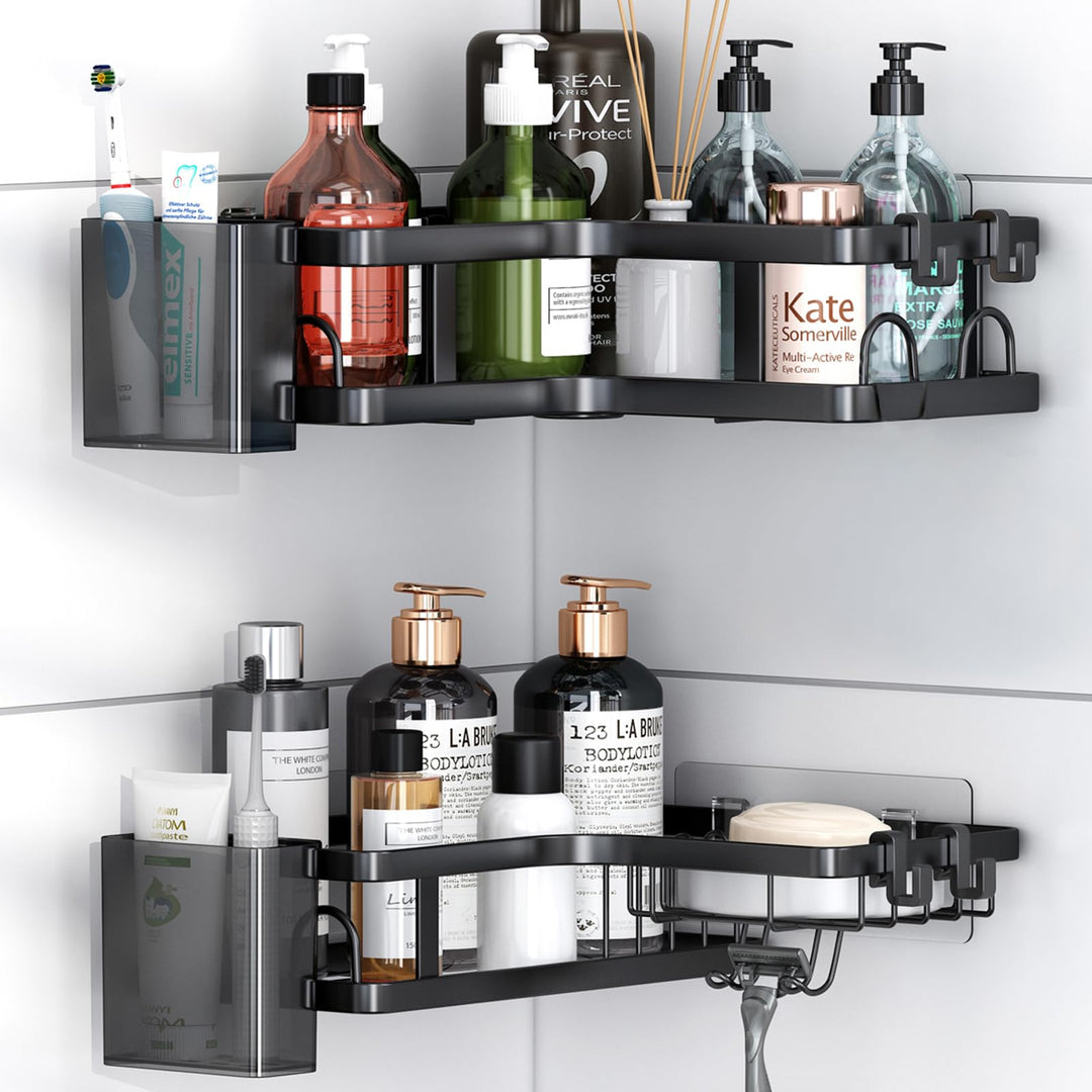 ZVZM Duschablage Ohne Bohren Ecke, Badezimmer Organizer 4 Stück, Shampoo Halterung für Dusche, Dusch