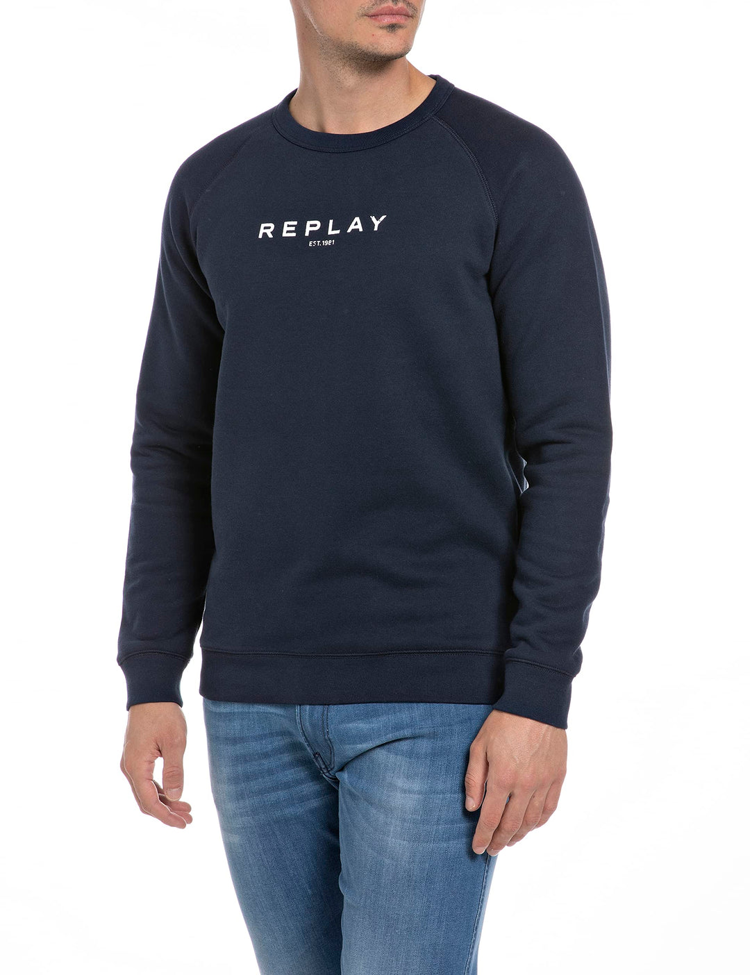 Replay Herren Sweatshirt aus Baumwollmix M Blue 085, M Blue 085