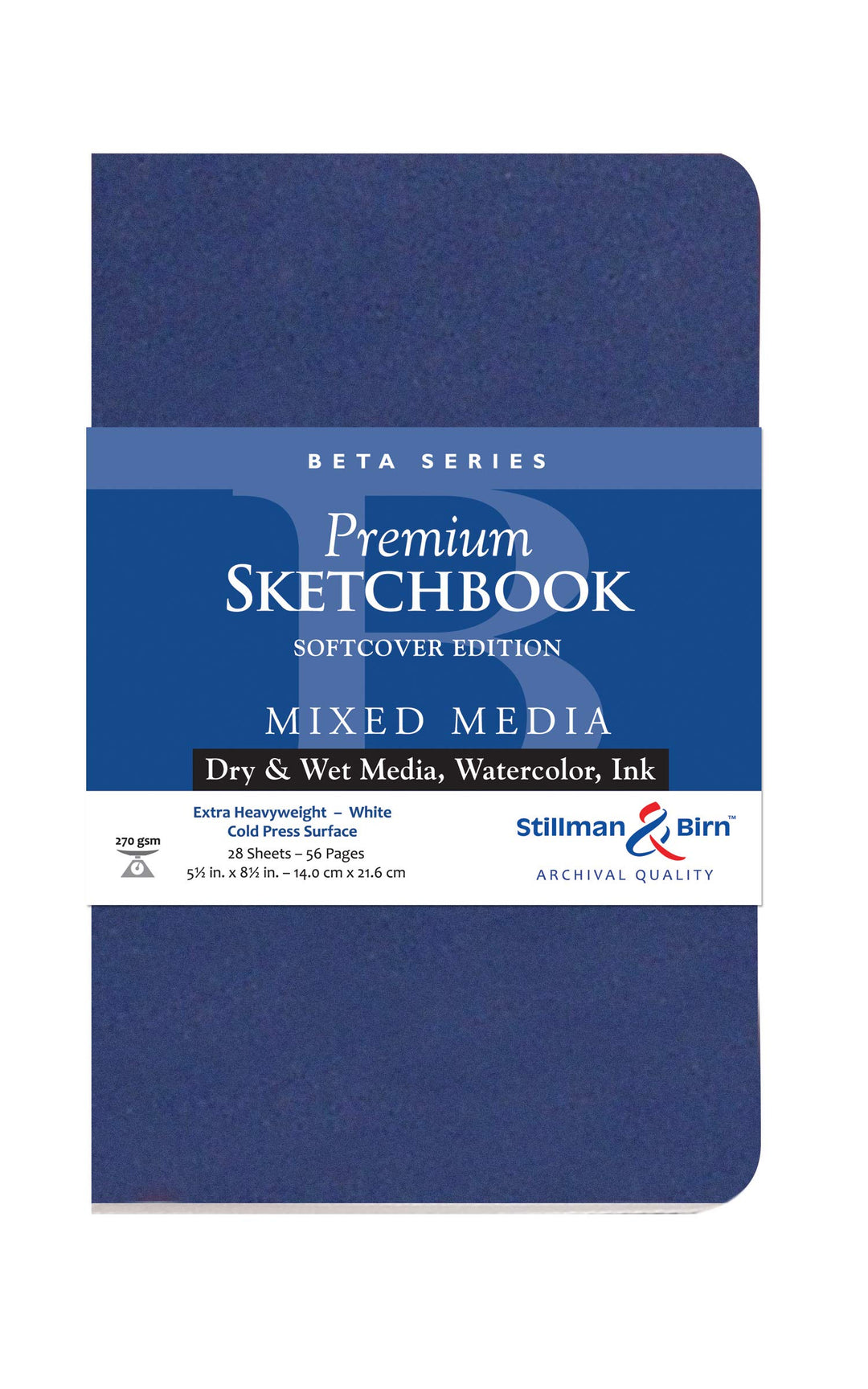 Stillman & Birn Beta Series Softcover-Skizzenbuch, 14 x 21,6 cm, 270 g/m² (extra schwer), weisses Pa