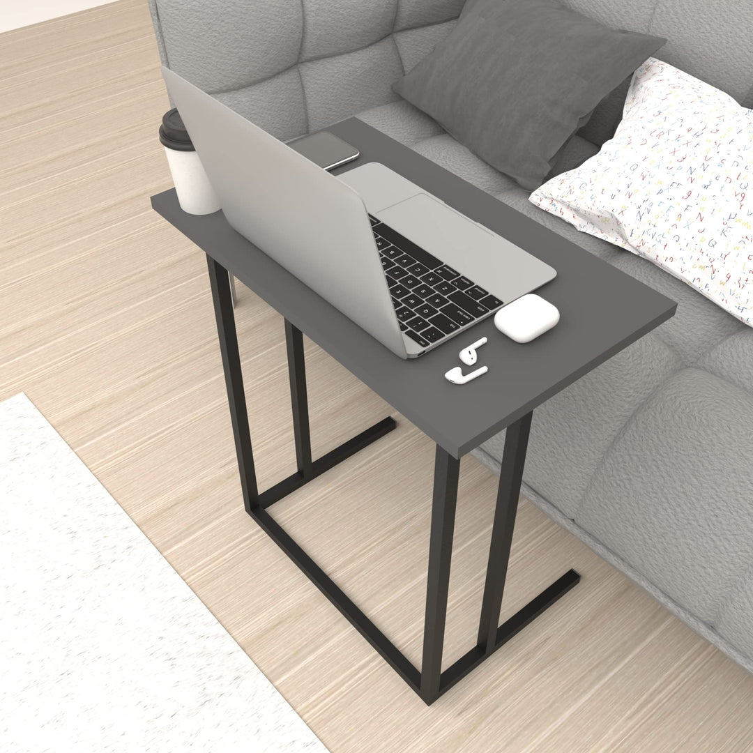 [en.casa] Laptoptisch Högsby Beistelltisch in C-Form Coffeetisch mit Metallgestell Sofatisch für Woh