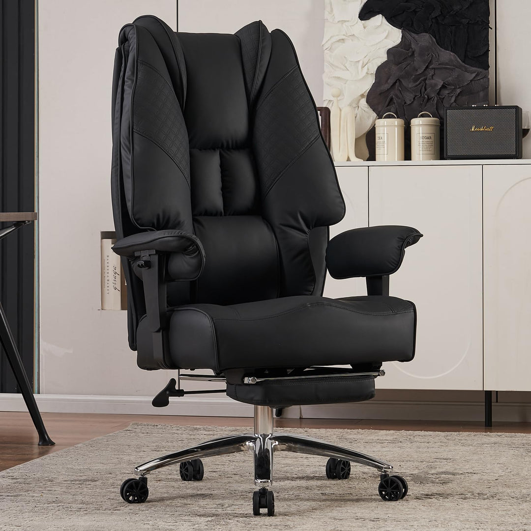 XXL Bürostuhl Ergonomisch, Chefsessel mit Hoher Rückenlehne, Verstellbaren Armlehnen und Breitem Sit