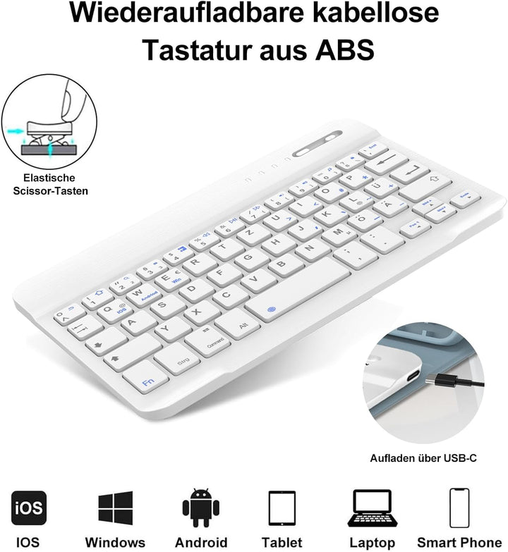 Tastatur Hülle für Samsung Galaxy Tab A9 8.7'' 2023, QWERTZ Deutsches Tastatur Magnetische Wireless