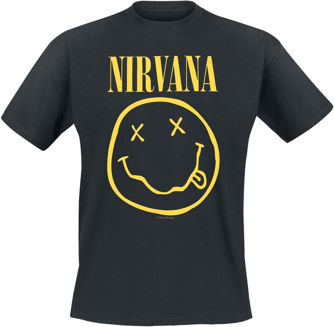 Nirvana Herren Smiley T-Shirt XL Schwarz, XL Schwarz