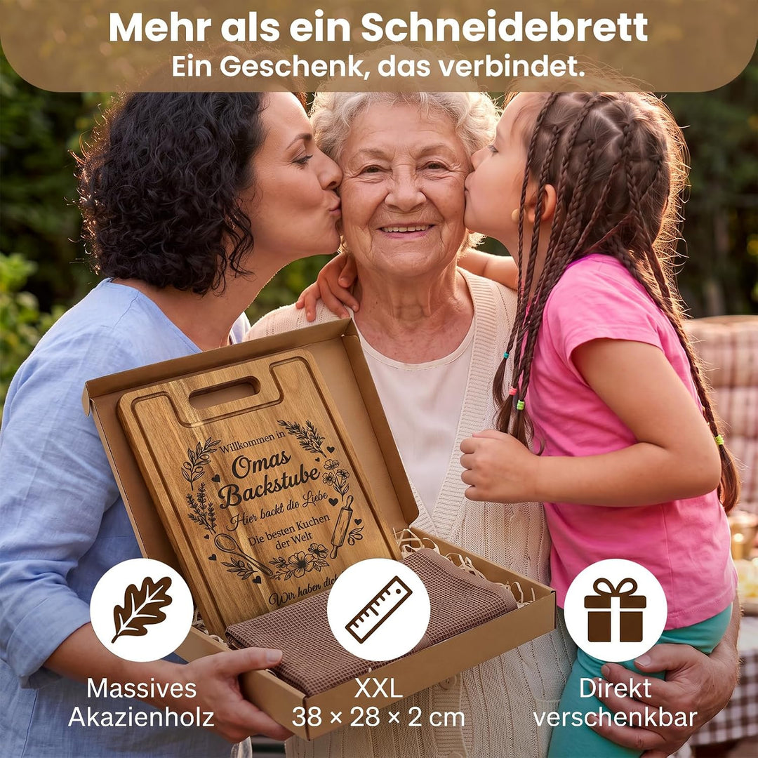 Oma Geschenke, Personalisierte XXL Schneidebrett Schneidebrett | Geschenk für Oma von Enkel, mit Gra