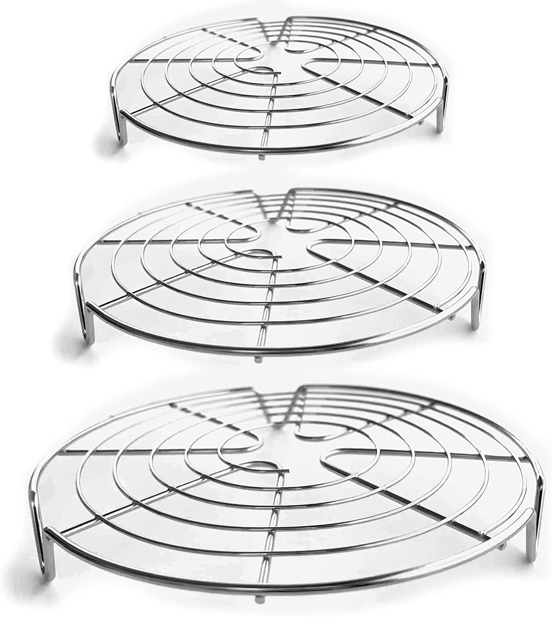 KITCHENATICS 3 Pack Edelstahl Kuchengitter 7,5, 9 & 10,5 Zoll Auskühlgitter Kuchengitter, Topf Draht