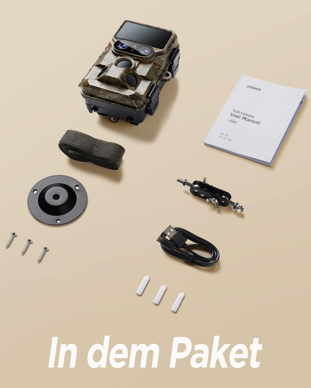 iZEEKER Wildkamera WLAN Duales Objektiv 4K 30fps 60MP, Wildtierkamera mit Sternenlicht Nachtsicht Be