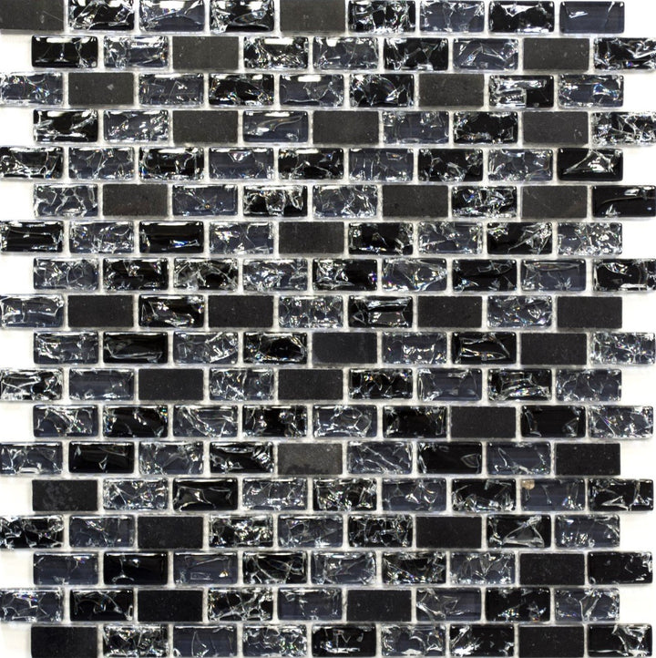 Mosaik Brick Crystal/Stein mix schwarz Glasmosaik Transluzent Transparent 3D, Mosaikstein Format: 15