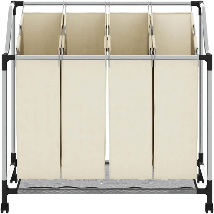vidaXL Wäschekorb mit 4 Taschen Rollen Wäschewagen Wäschesammler Wäschesortierer Wäschebox Wäschesac