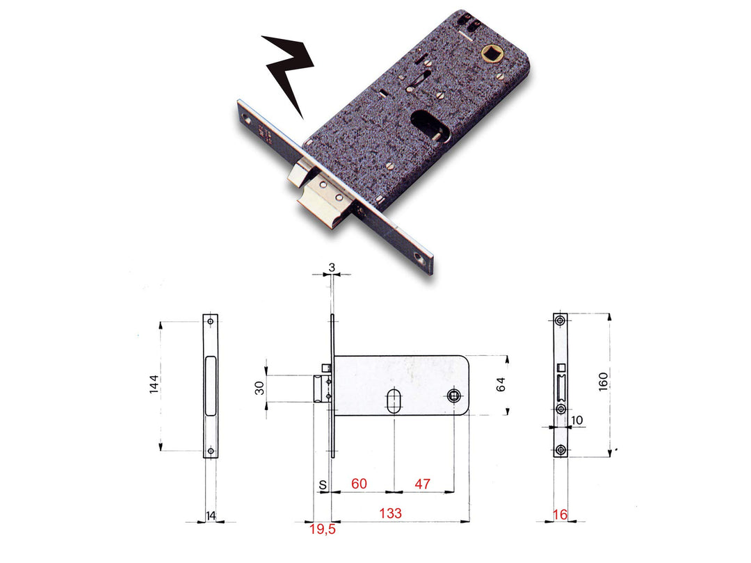 Omec 1202503 388 Einsteckschloss El E60, ovaler Zylinder F16