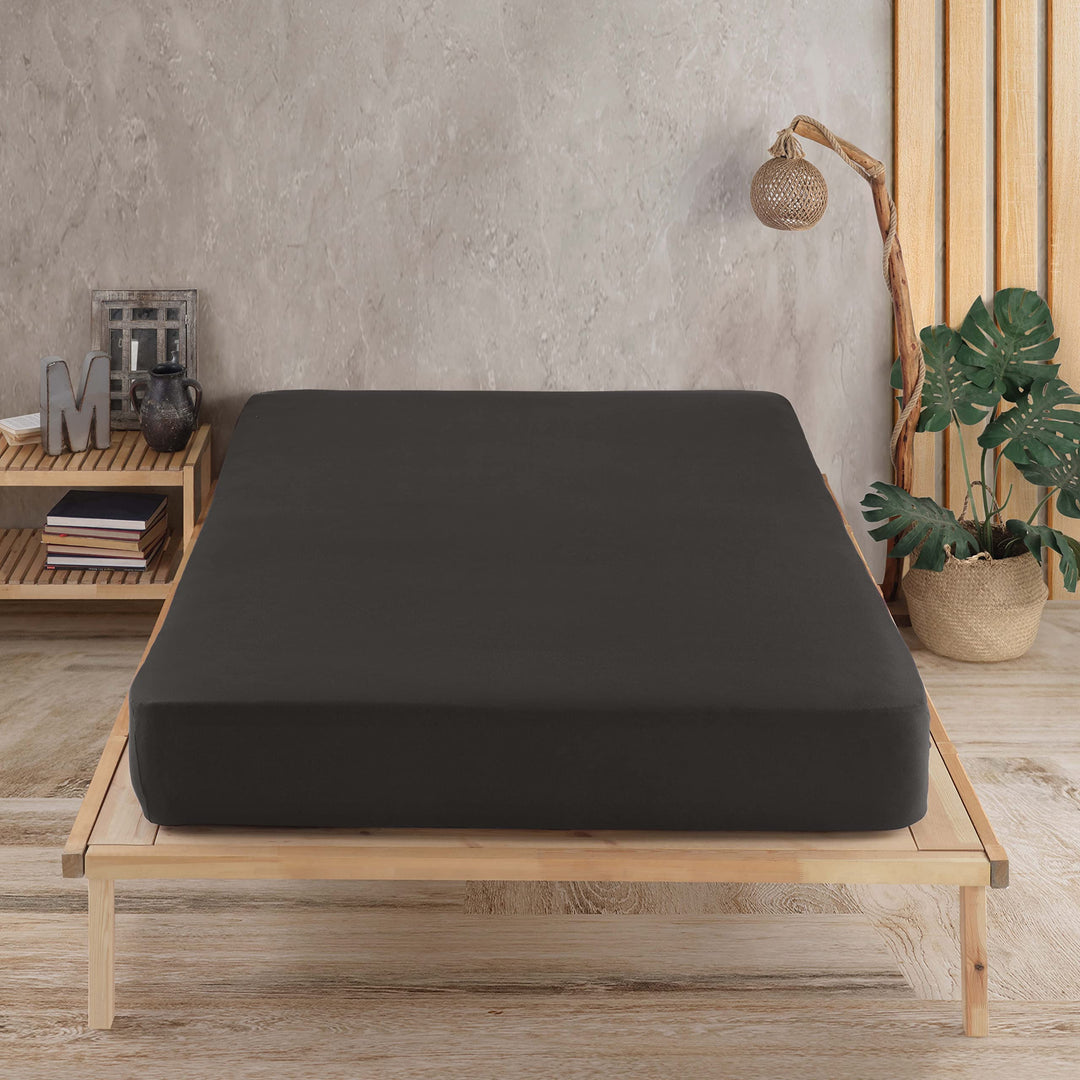Vency Premium Jersey Spannbettlaken 100x200cm Schwarz - Spannbetttuch 100% Baumwolle, Bettlaken 100x