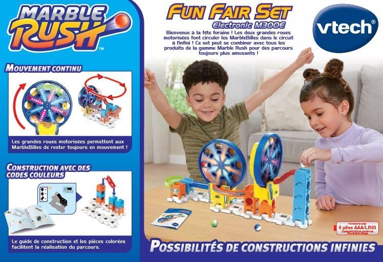VTech Marble Rush, Kugelbahn Fun Fair Set Electronic M300E, Bausatzkugelbahn - ab 4 Jahren - Version