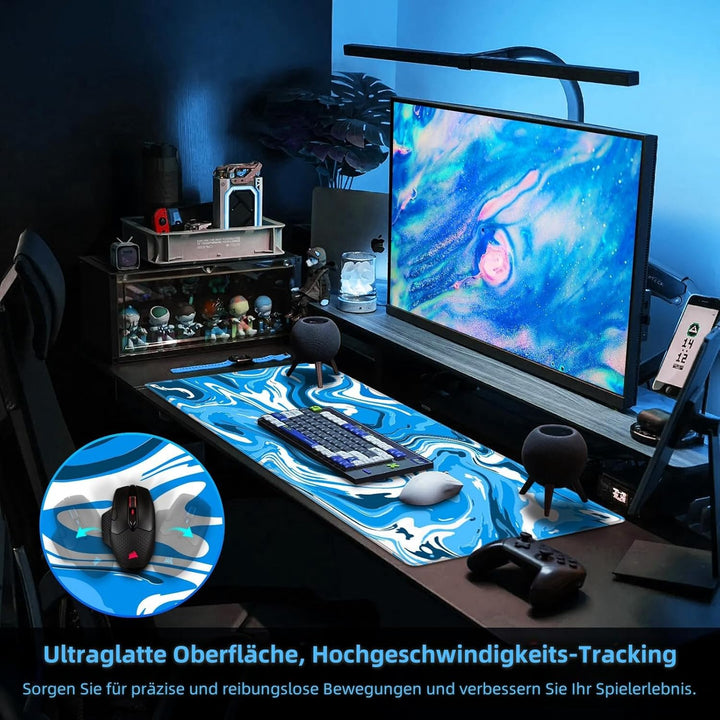 Grosses Gaming-Mauspad XXL 900 x 400 mm Gamer Mouse Pad mit Nähten an den Rändern – unter der Schrei