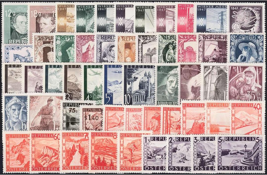 Goldhahn Österreich 1947 postfrisch ** Nr. 801-853 - Briefmarken für Sammler, postfrisch