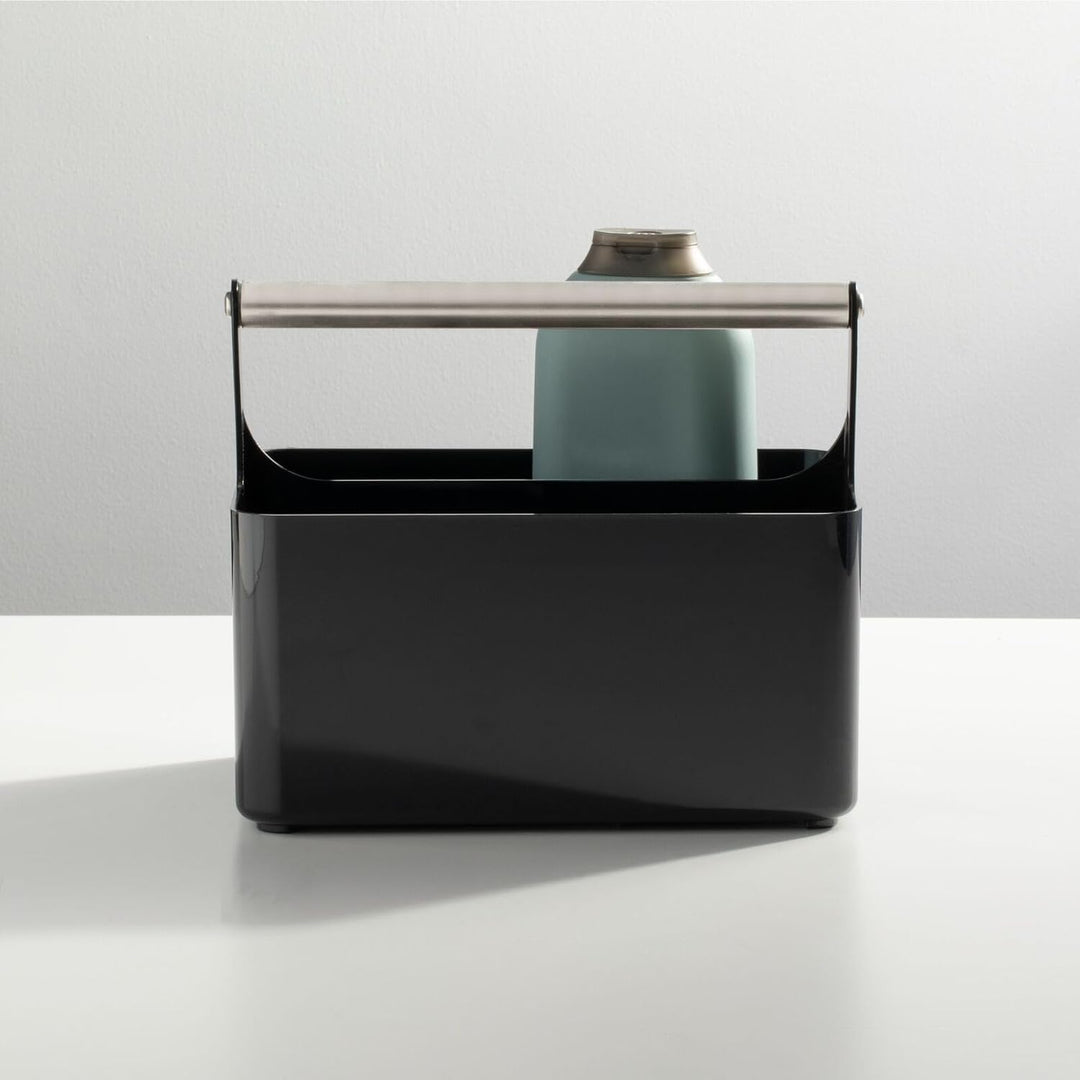 mDesign Duschablage aus Kunststoff, Aufbewahrungskorb, unterteilter Korb – Metallgriff für Badezimme