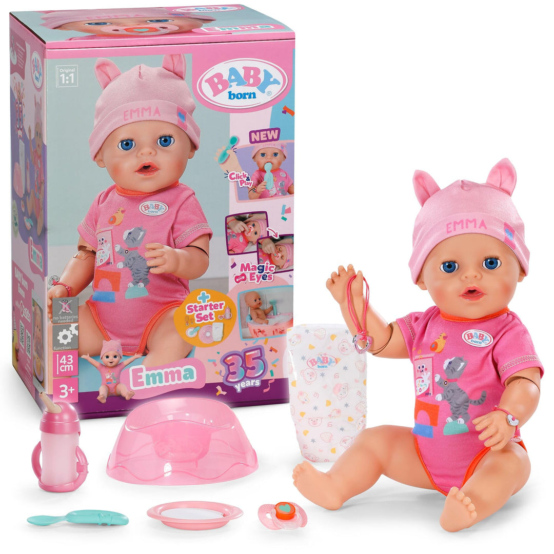 BABY Born Emma Click &amp; Play, Babypuppe mit 10 Funktionen und 8 Accessoires, für Kinder ab 3 Jahren,