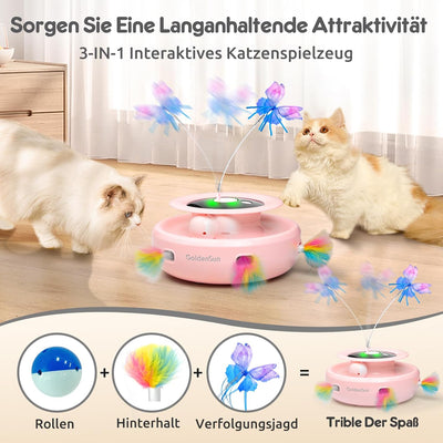 GoldenSun Katzenspielzeug, 3 in 1 Elektrisch Automatischer Spielzeug für Katzen, Interaktives Whack-