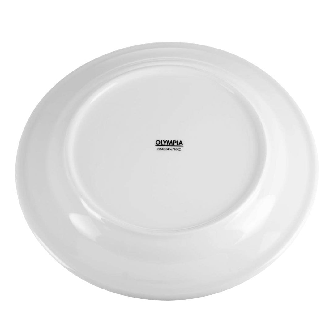 Olympia Whiteware Serviceteller mit breitem Rand, 250 mm, Porzellan, innovativ, 12 Stück