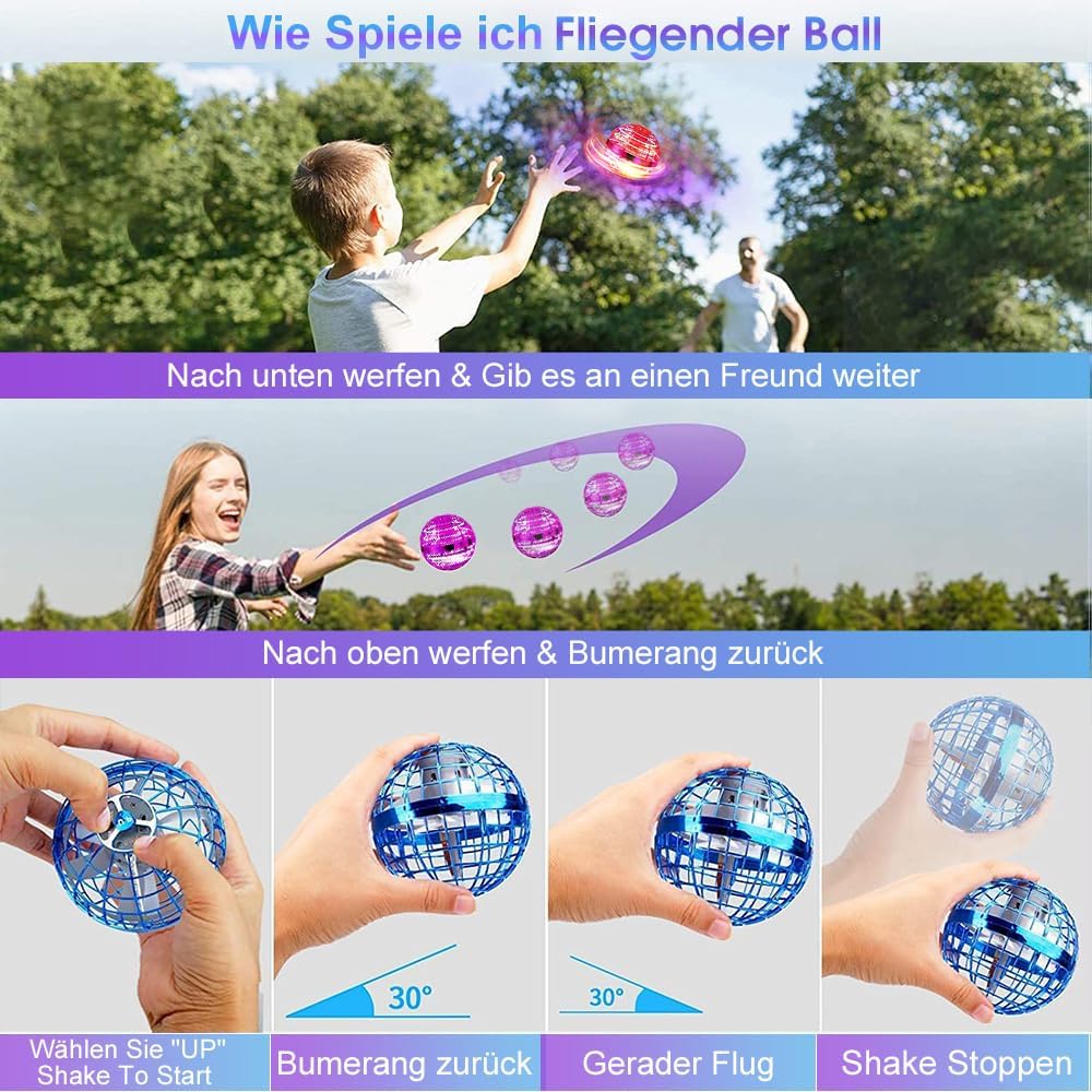 ASORT Hover Fliegender Ball,Magic Spinner Ball RGB Licht Hover Ball Mini Drohne Für Kinder Spielzeug
