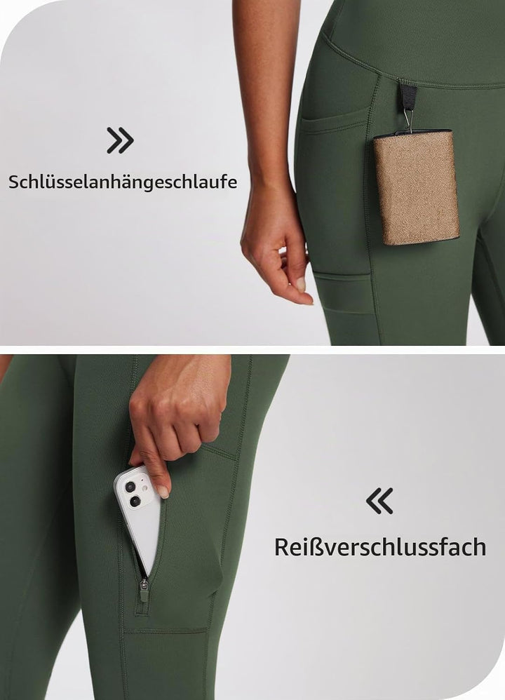 baleaf Damen Fleece gefütterte Leggings Wasserabweisend Hohe Taille Wanderleggings Thermo Leggings F