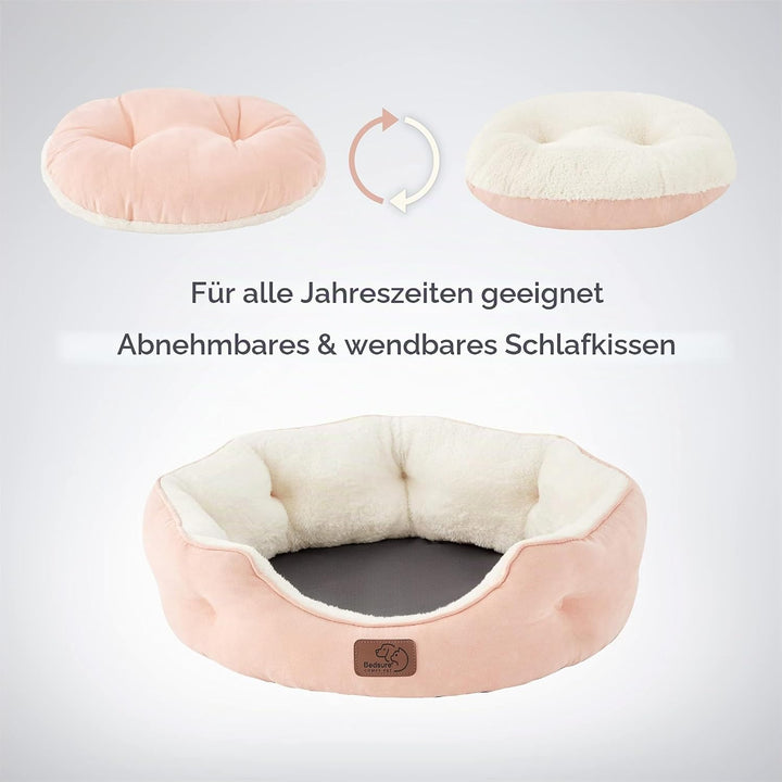 BEDSURE Katzenbett waschbar Katzen Bettchen - 51x48x15cm Katzenkorb mit zweiseitig Innenkissen Katze
