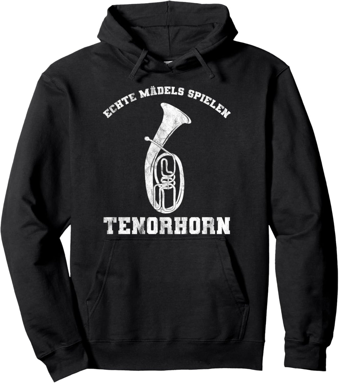 Echte Mädels Spielen Tenorhorn Blasorchester Musiker Pullover Hoodie