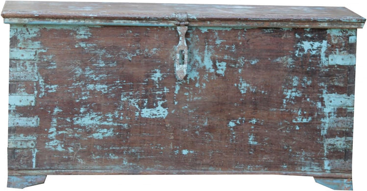 GURU SHOP Holztruhe aus Massivholz im Vintage Look - Modell 1, Braun, 46x90x40 cm, Truhen, Kisten, K