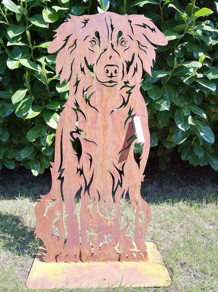 Australien Shepherd Metallfigur Gartenstecker Deko Höhe ca. 70 cm Rostfigur Gartenstecker Rostdeko