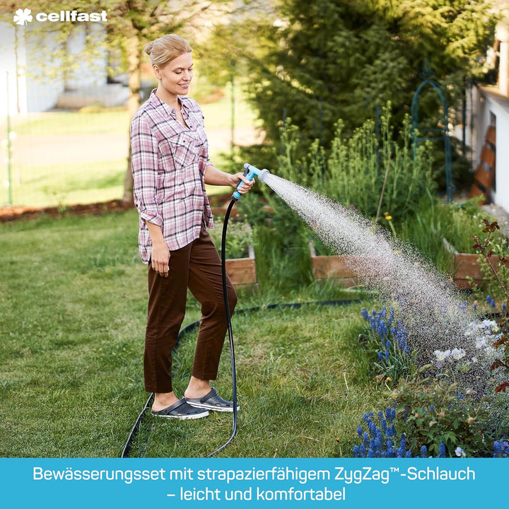 CELLFAST Reinigungsspritze Reinigungslanze Set Mit Dehnbaren Wasserschlauch Gartensprinkler Rasenspr