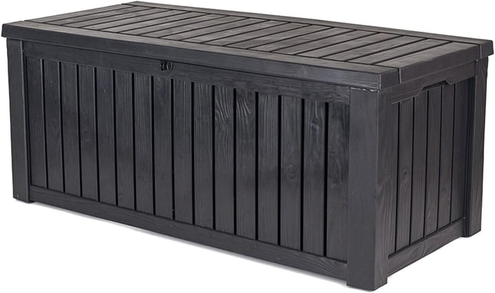 Keter Kissenbox Rockwood, graphit, 570l Fassungsvermögen, Aussenmasse: 155 x 72,4 x 64,4 cm, Auflage