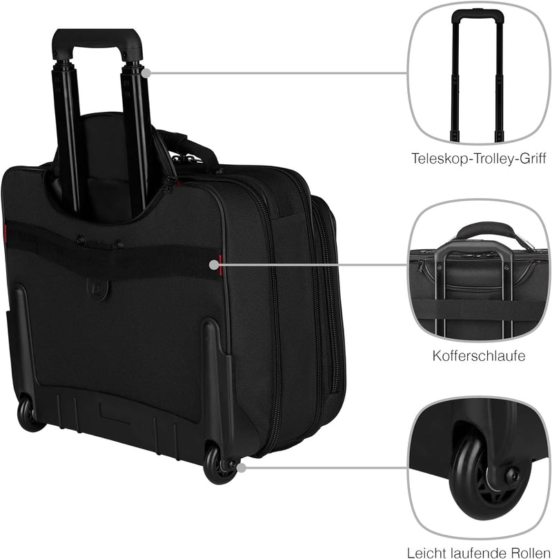 WENGER Granada Laptop Trolley für Notebook bis 15,6 Zoll, mit Organizer, 24 l, Damen Herren, Büro Bu