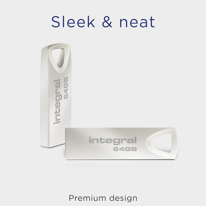 Integral 64GB USB-Speicher 2.0 Flash-Laufwerk Arc mit Metallgehäuse für Schlüsselringe, eine stilvol