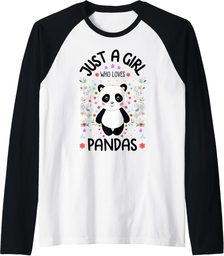 Cute Panda Bear Gift for Girls Just A Girl Who Loves Pandas Raglan