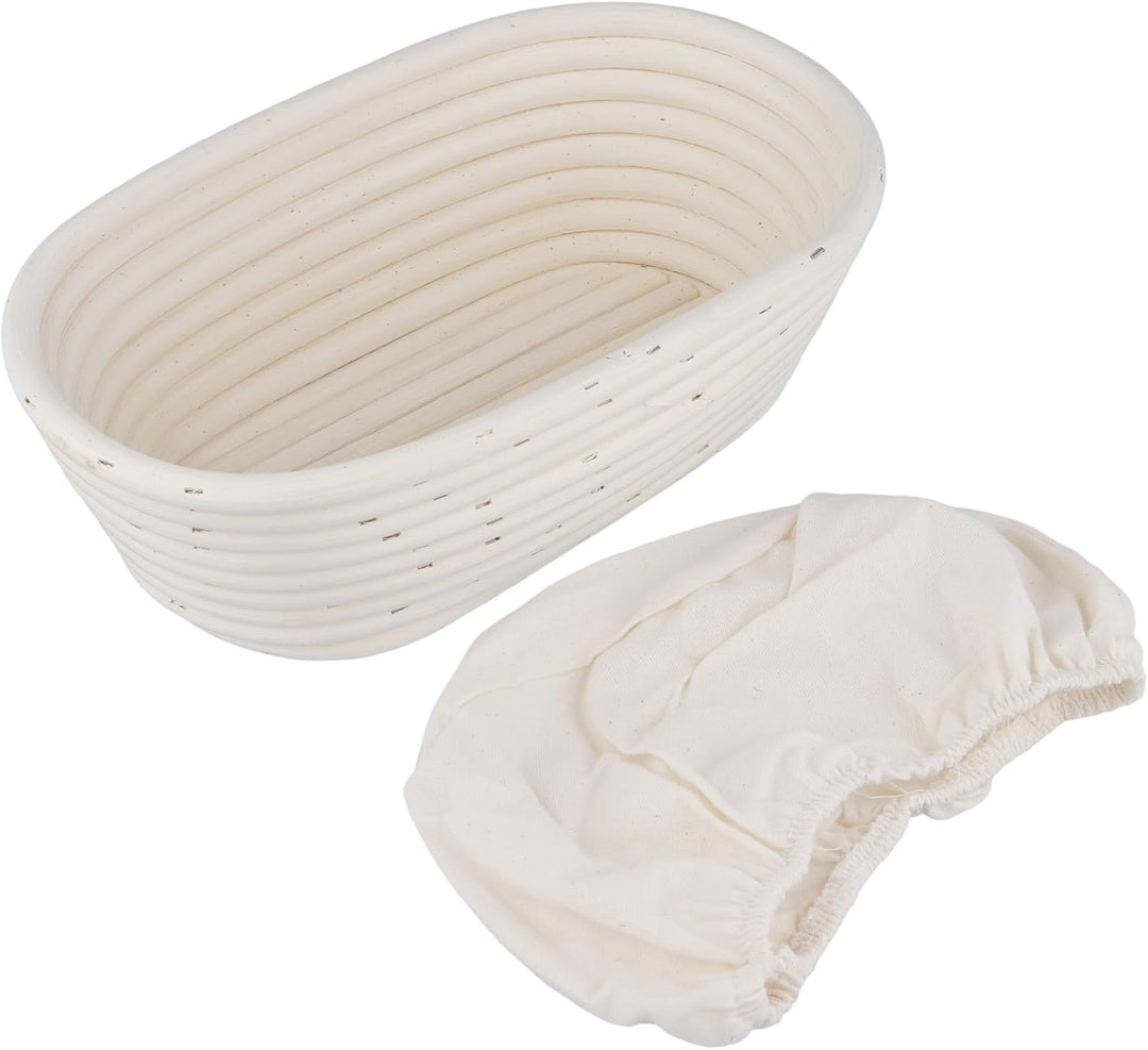 2 Stück 25 x 15 x 8cm Gärkörbchen Oval, Brot Gärkorb mit Leineneinsatz, Naturrattan Oval Brotkörbche