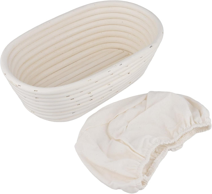 2 Stück 25 x 15 x 8cm Gärkörbchen Oval, Brot Gärkorb mit Leineneinsatz, Naturrattan Oval Brotkörbche