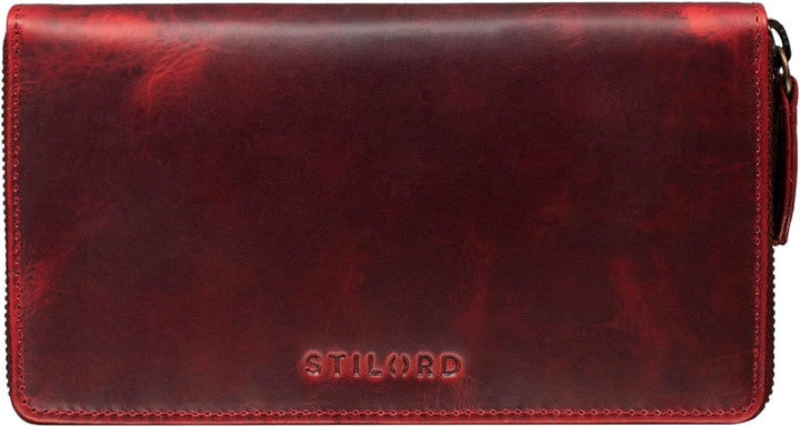 STILORD 'Emilia' Damen Portemonnaie RFID Schutz Elegante Klassische Geldbörse gross aus echtem Rinds