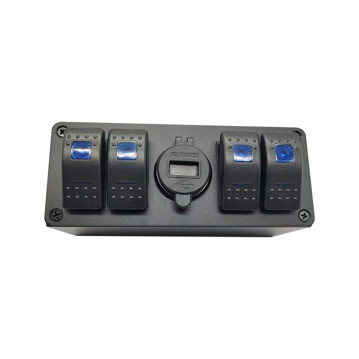 TOTMOX 4 Gang 12V-24V Wippschalter Panel mit 4.8A Dual USB Fast Charge/Quick Charge 3.0 Ports, Unive