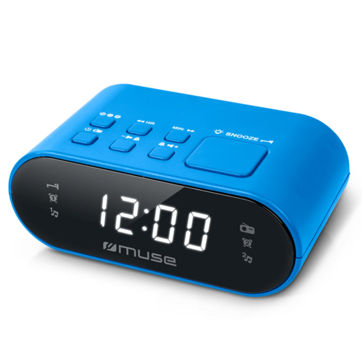 MUSE M-10 BL Radiowecker mit LED-Display, Zwei Weckzeiten, dimmbar, digitaler UKW-Tuner, 20 Sendersp