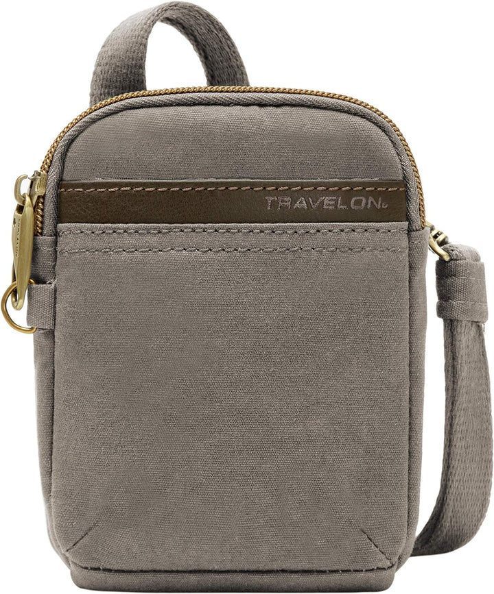 Travelon Unisex Anti-theft Courier Mini Crossbody Umhängetasche Einheitsgrösse Grau - Stone Gray, Ei