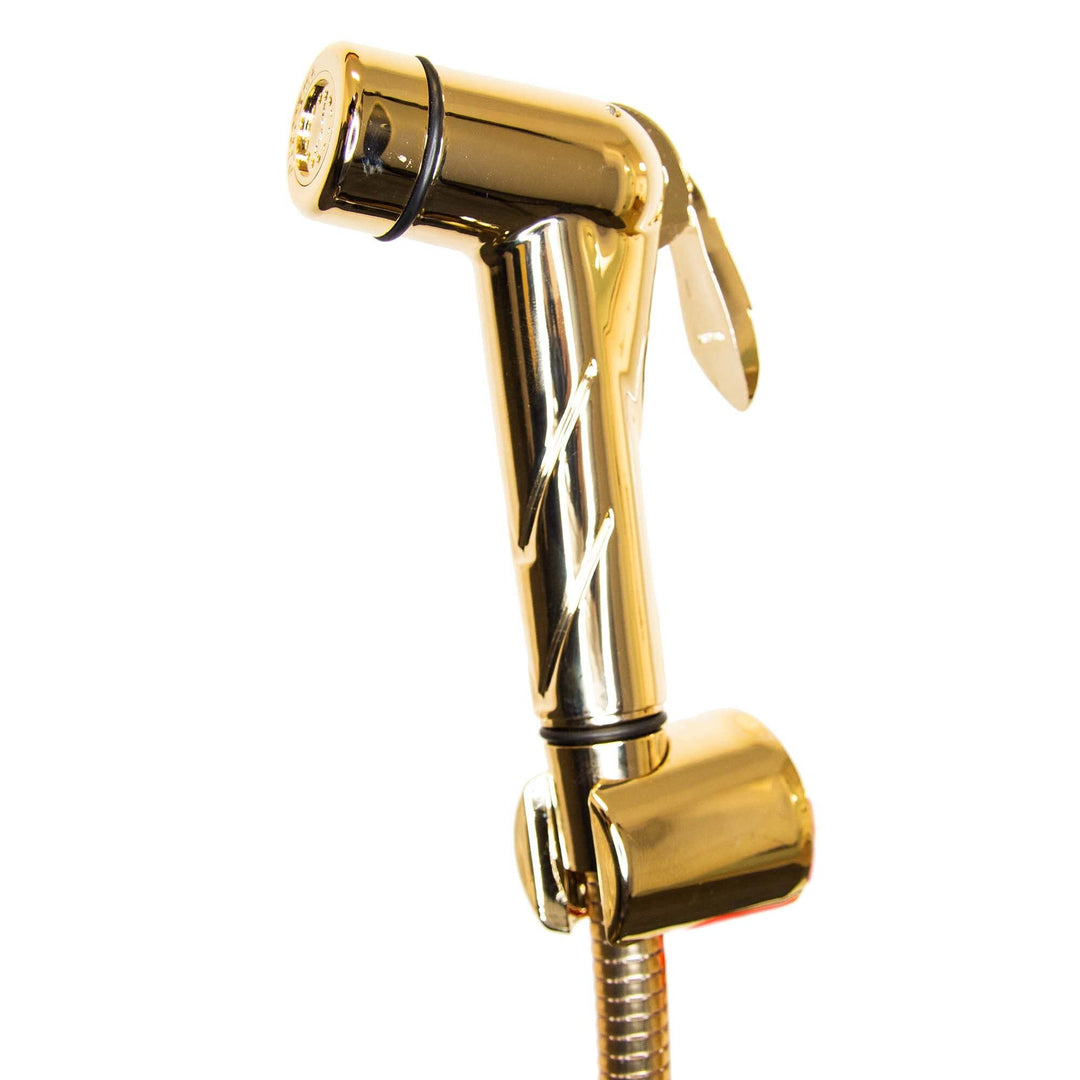 tecuro Bidet WC Handbrause Set SHATTAF, gold, 1-strahlig, 1,20 m Schlauch und Wandhalter - T1401G, G