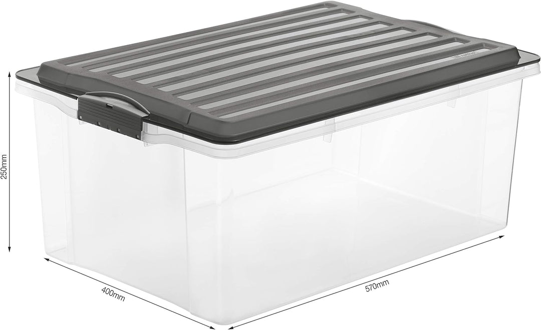 Rotho Compact 3er-Set Aufbewahrungsbox 38l mit Deckel, Kunststoff (PP) BPA-frei, transparent/grün, 3