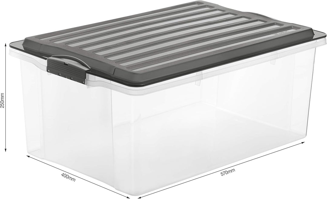 3er-Set Aufbewahrungsbox 38l mit Deckel 3x38l Anthrazit/Transparent, 3x38l Anthrazit/Transparent