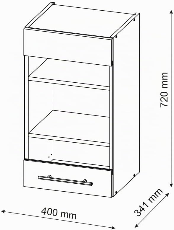 Vicco Küchenschrank Glas Fame-Line, Anthrazit Hochglanz/Goldkraft Eiche, 40 cm Hängeglasschrank 40 c
