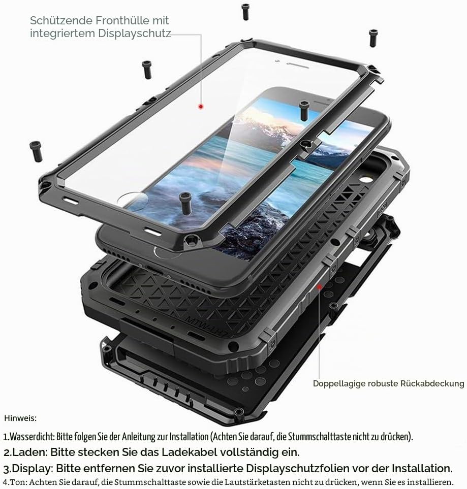 Beeasy für iPhone 8/7 Hülle, iPhone SE 2020/2022 Hülle Wasserdicht Outdoor Stossfest Handyhülle Mili