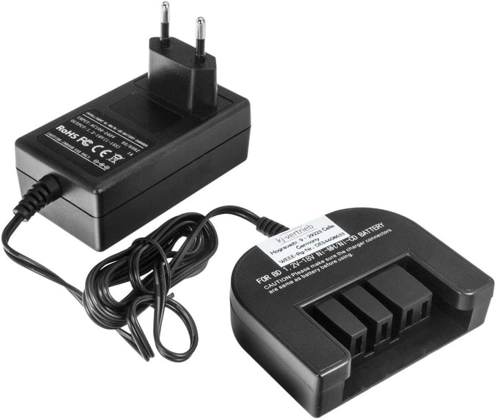 Ladegerät kompatibel mit Black & Decker NI-MH/NI-CD Werkzeug-Akkus 9.6V, 12V, 14.4V, 18V - 1.5A, 1A