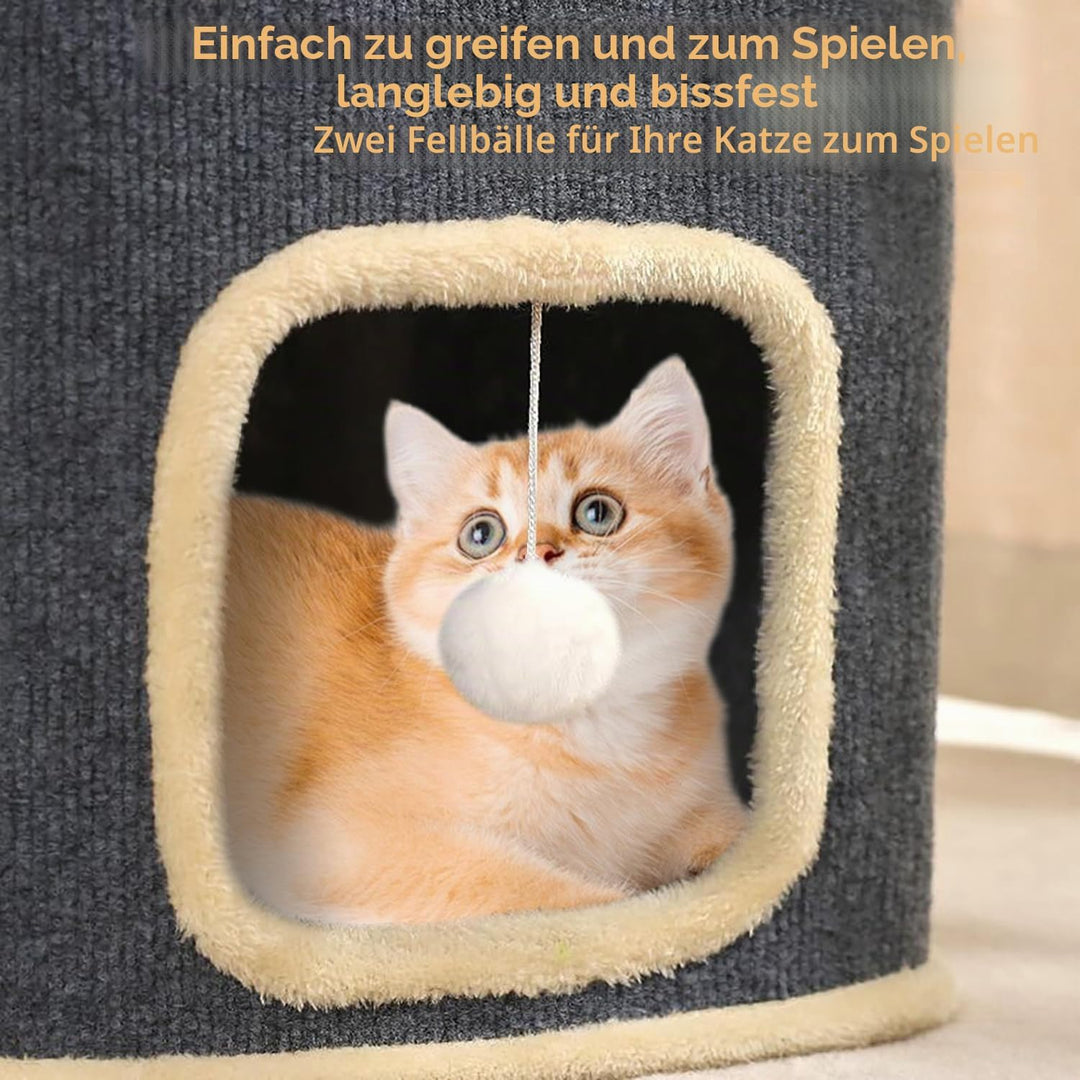 UBRAVOO 2-lagiges Katzenhaus Katzenhöhle für Innenkatzen Rechteckiges Katzenhaus Hängespielzeug Indo