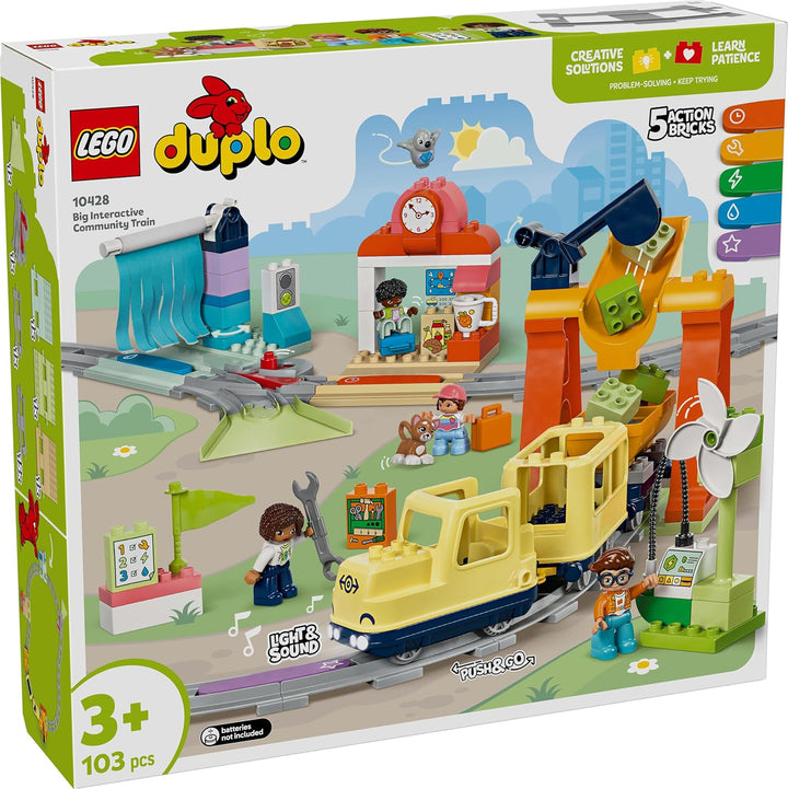 LEGO DUPLO Town Grosse interaktive Eisenbahn, Bauspielzeug für Kleinkinder ab 3 Jahren, Push & Go Lo
