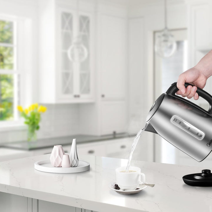 Midea Wasserkocher Edelstahl 1.7L, BPA-freier Wasserkocher, 2200W Schnellkochfunktion, Kettle mit Wa