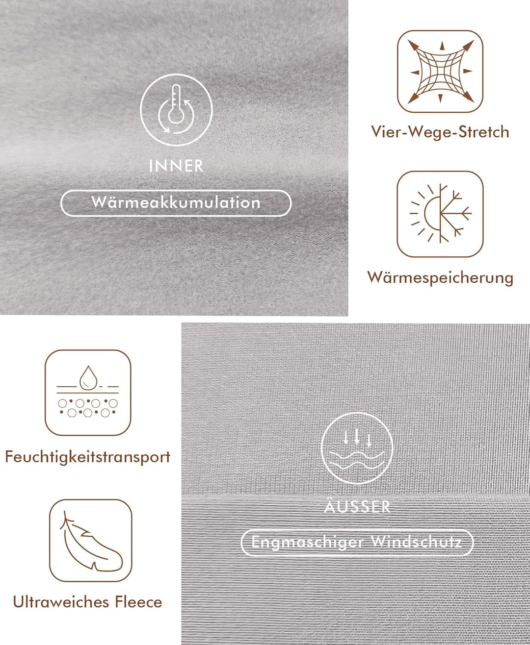 Ganado Thermounterwäsche Set Damen Innenfleece Thermowäsche Thermo Oberteil und Thermohose Leggings