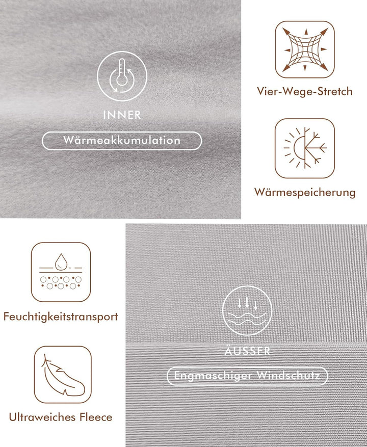 Ganado Thermounterwäsche Set Damen Innenfleece Thermowäsche Thermo Oberteil und Thermohose Leggings